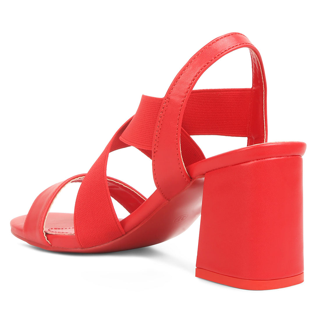 comfortable straps block heel sandals#color_red
