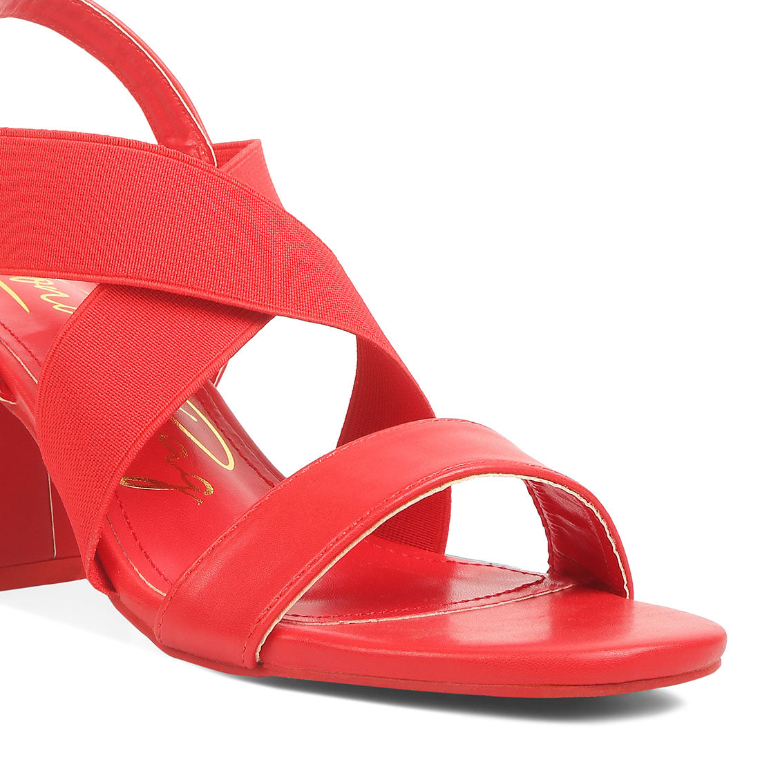 comfortable straps block heel sandals#color_red