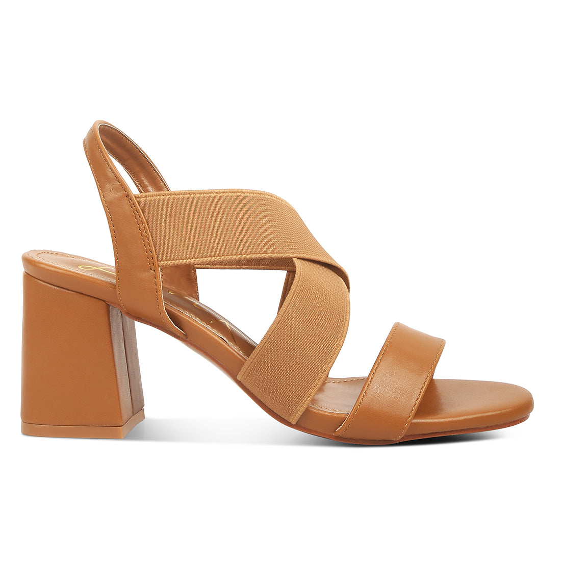 comfortable straps block heel sandals#color_tan
