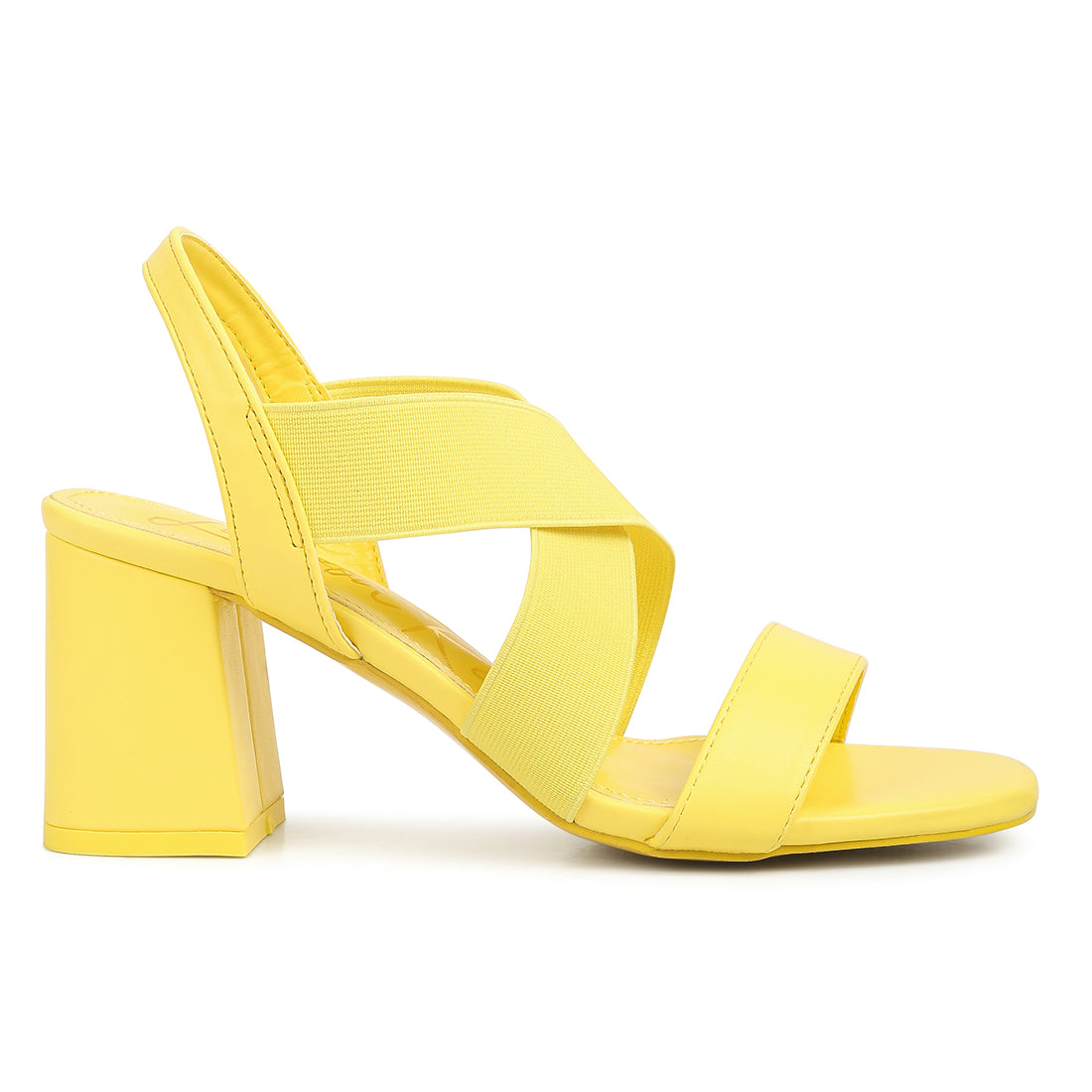 comfortable straps block heel sandals#color_yellow