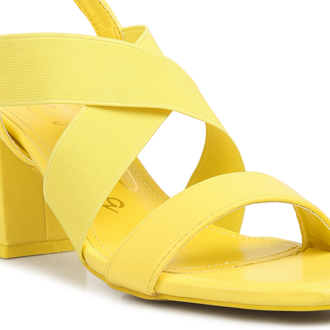 comfortable straps block heel sandals#color_yellow