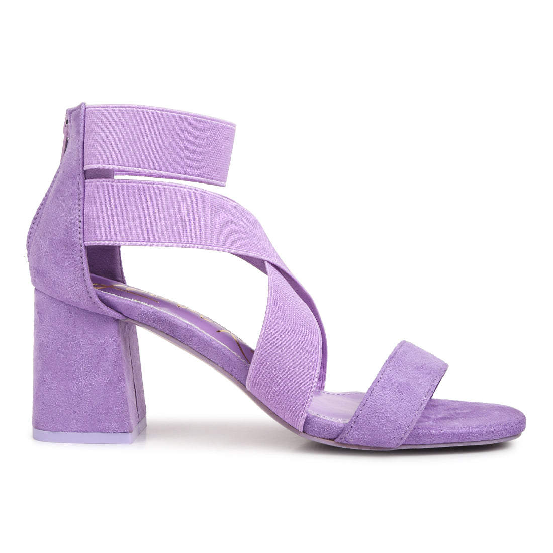 elastic strappy block heel sandals#color_lilac