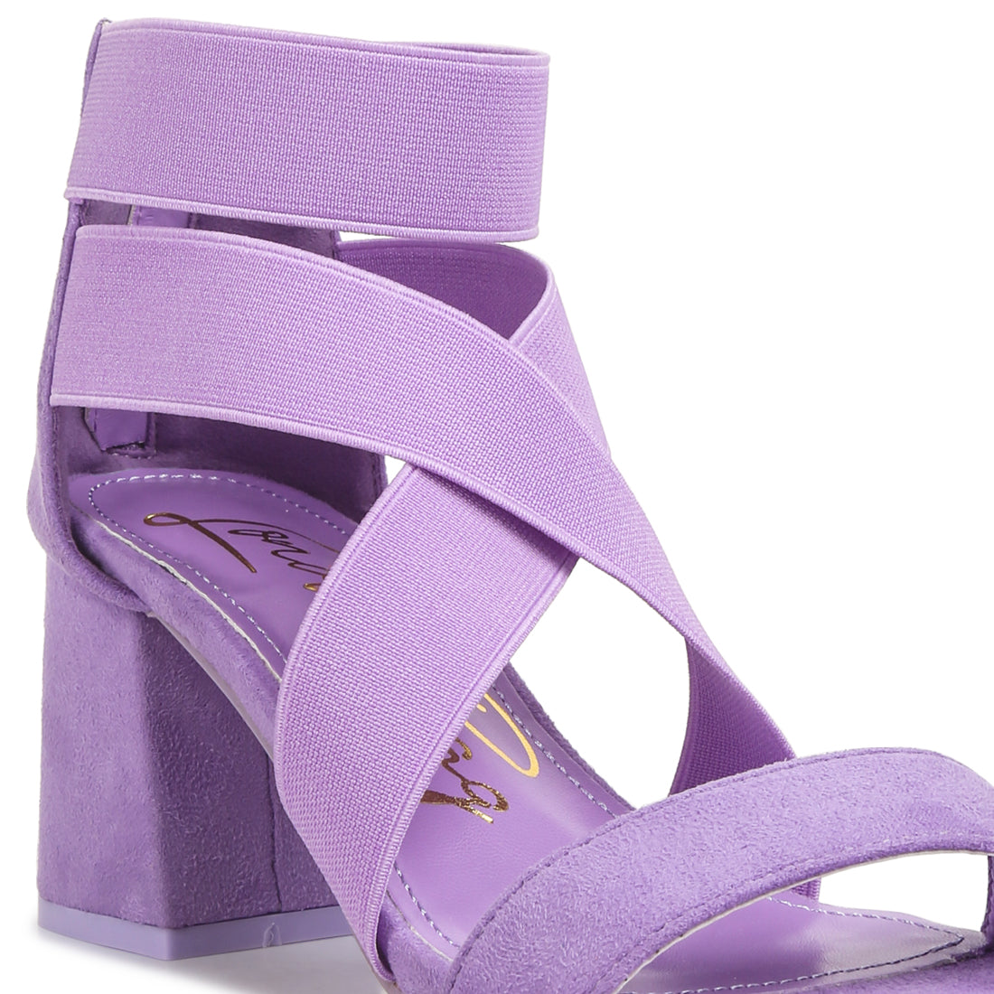 elastic strappy block heel sandals#color_lilac