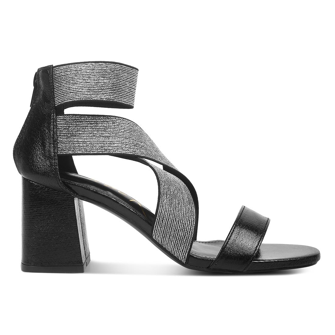 elasticated strappy block heel sandals#color_black