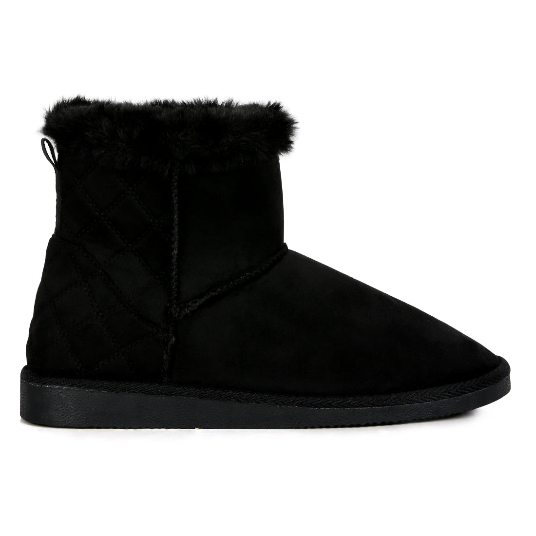 shearling lined flat winter boots#color_black