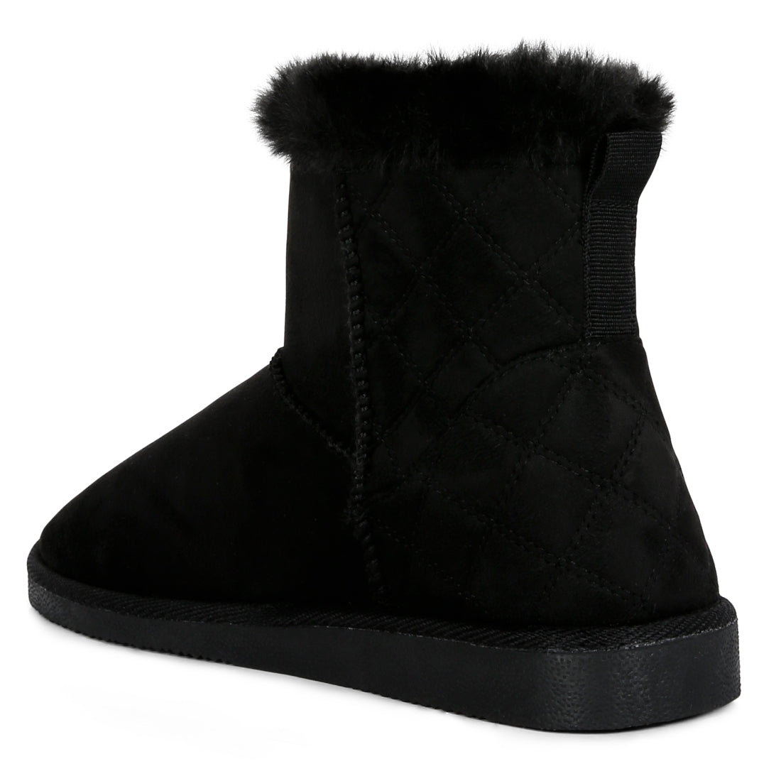 shearling lined flat winter boots#color_black