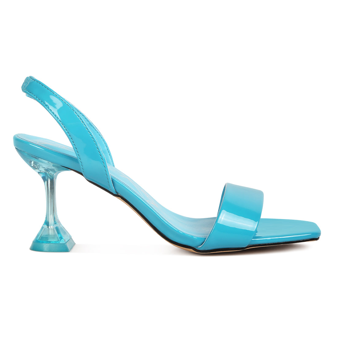 clear spool heel sandals#color_blue