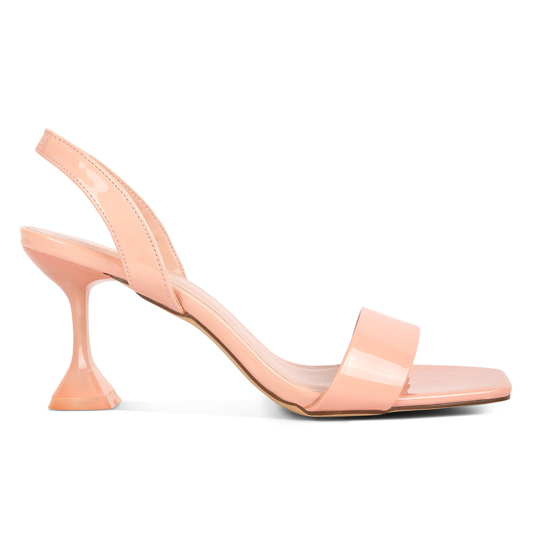 clear spool heel sandals#color_nude