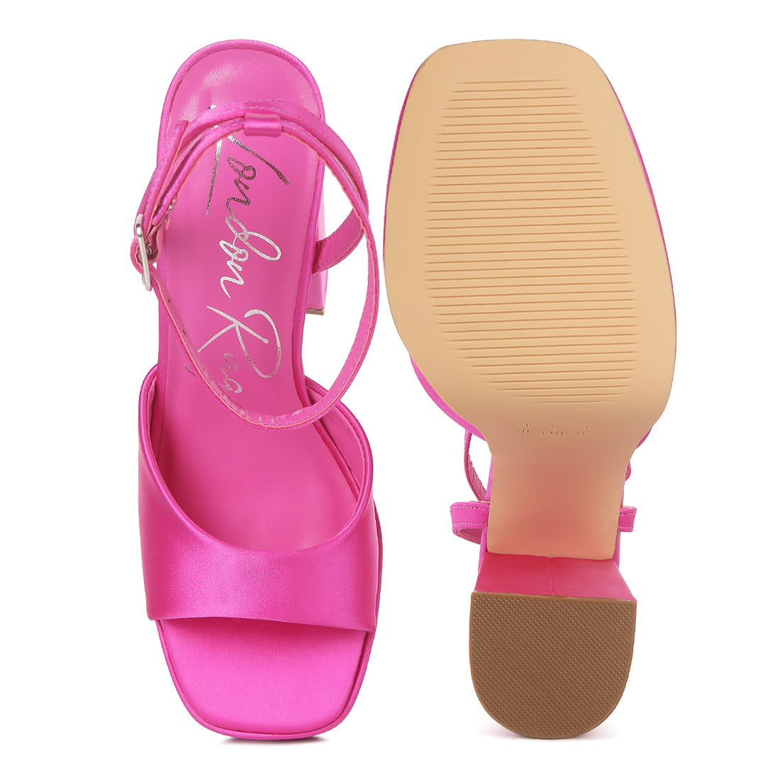platform block heel sandals#color_pink