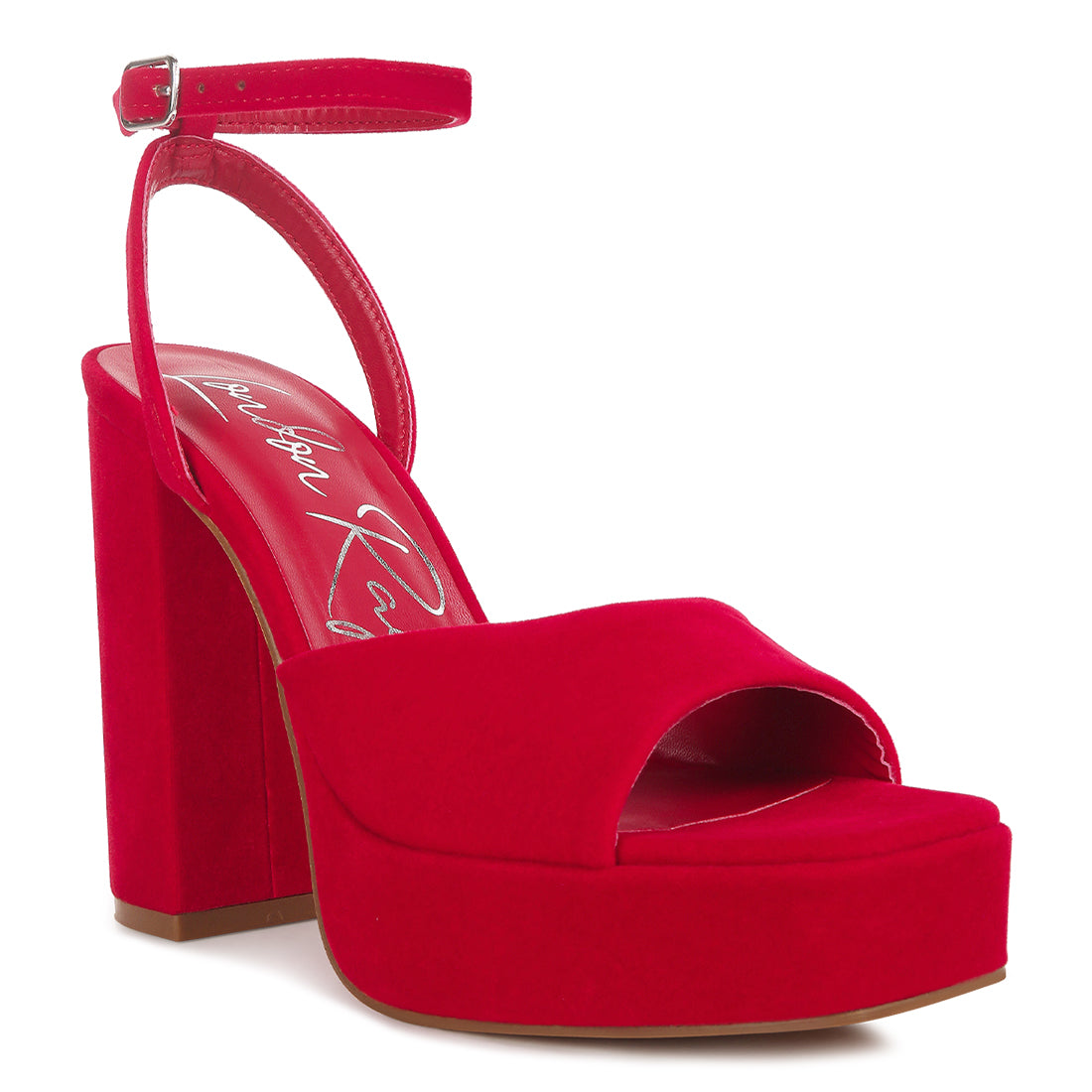 platform block heel sandals#color_red