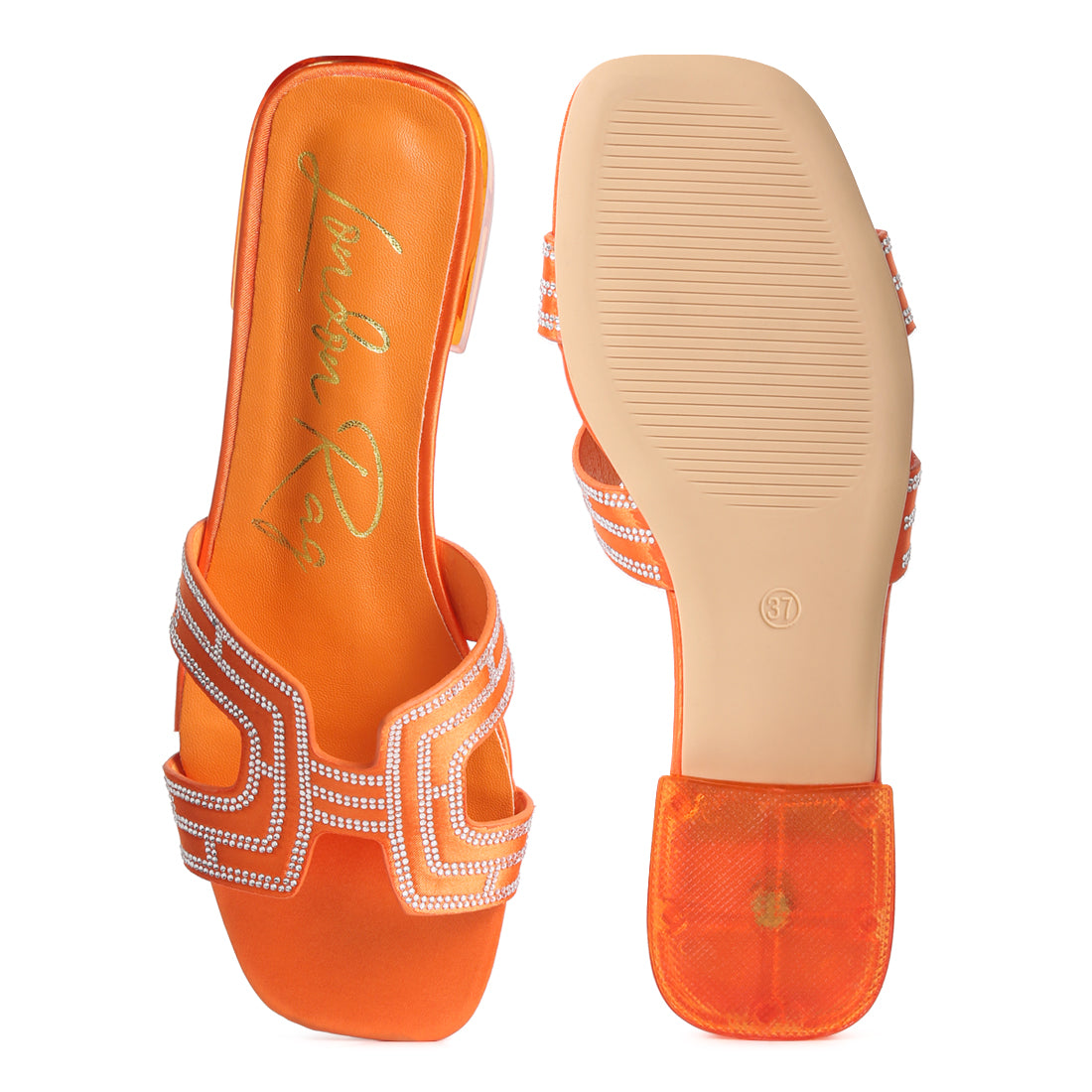 flat embellished sandals#color_orange