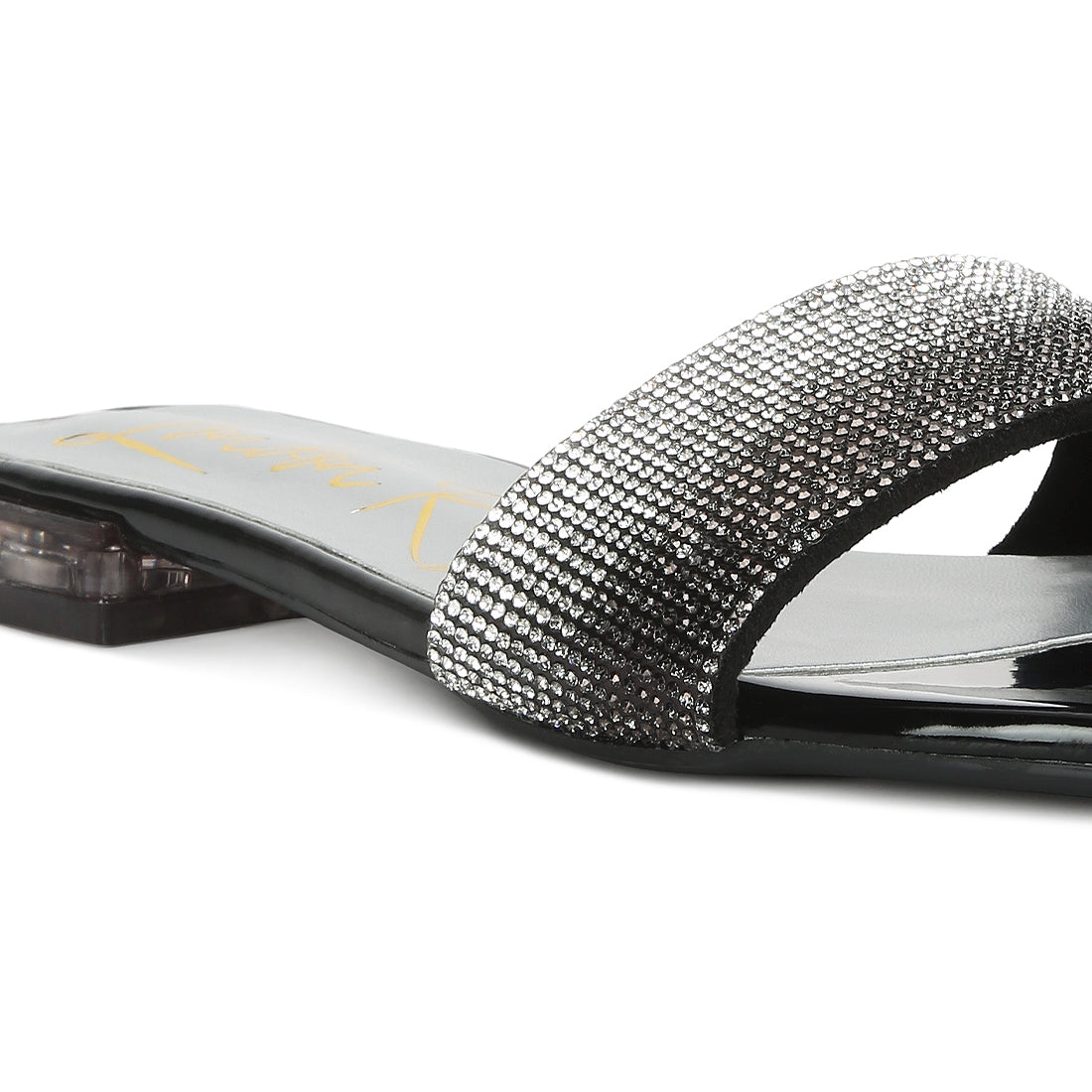 rhinestone slip on sandals#color_black