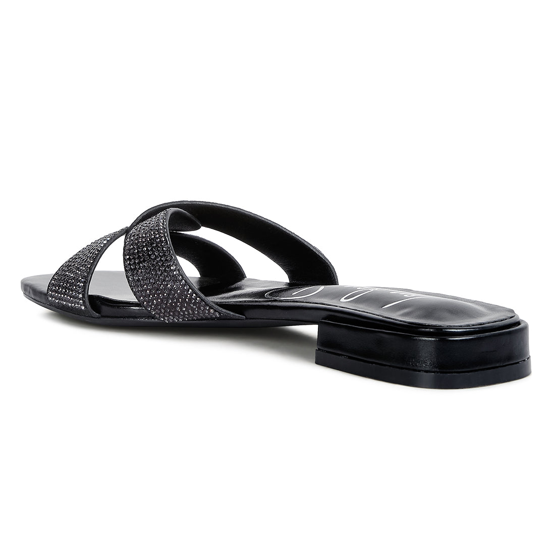 crocc strap rhinestone sandals#color_black