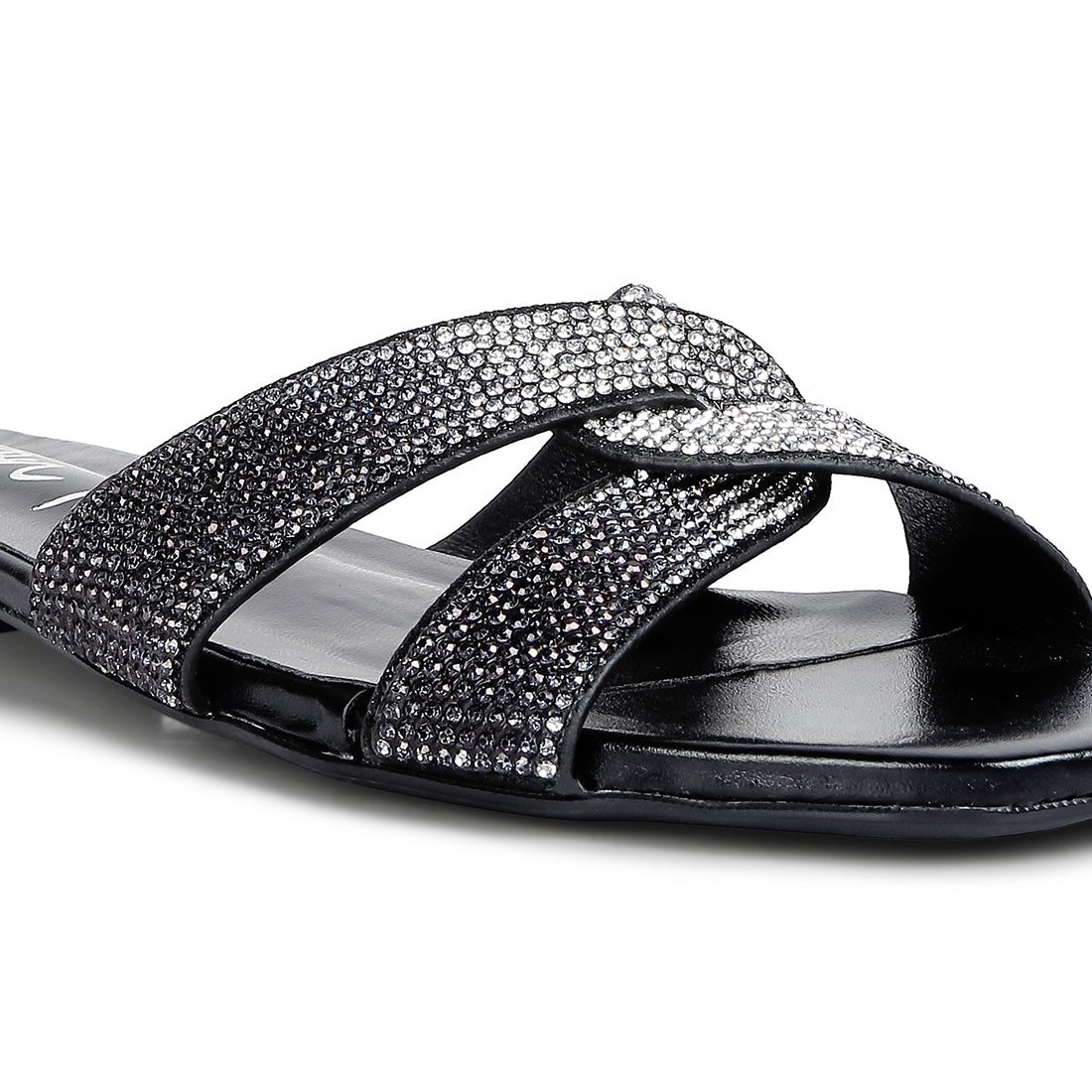 crocc strap rhinestone sandals#color_black