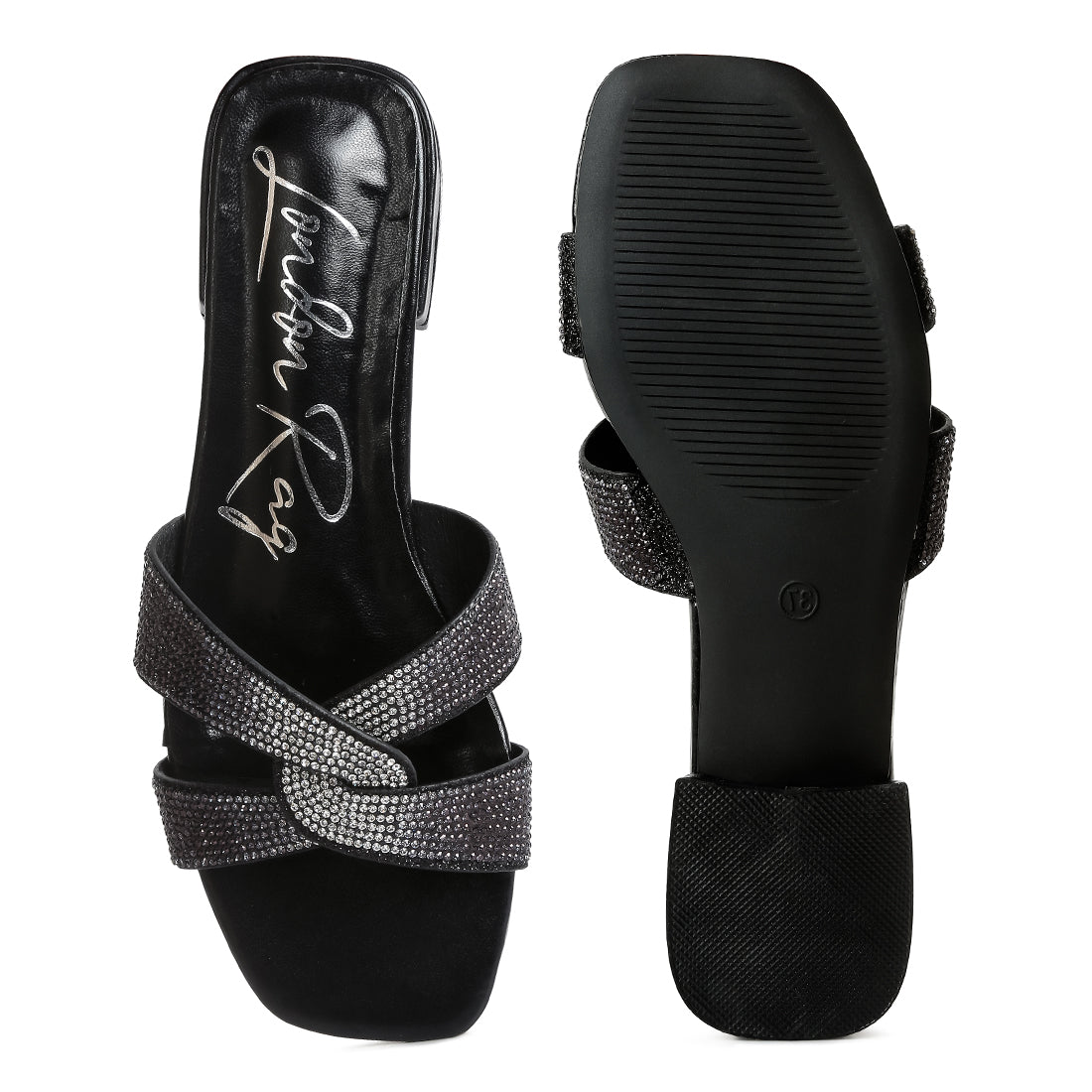crocc strap rhinestone sandals#color_black