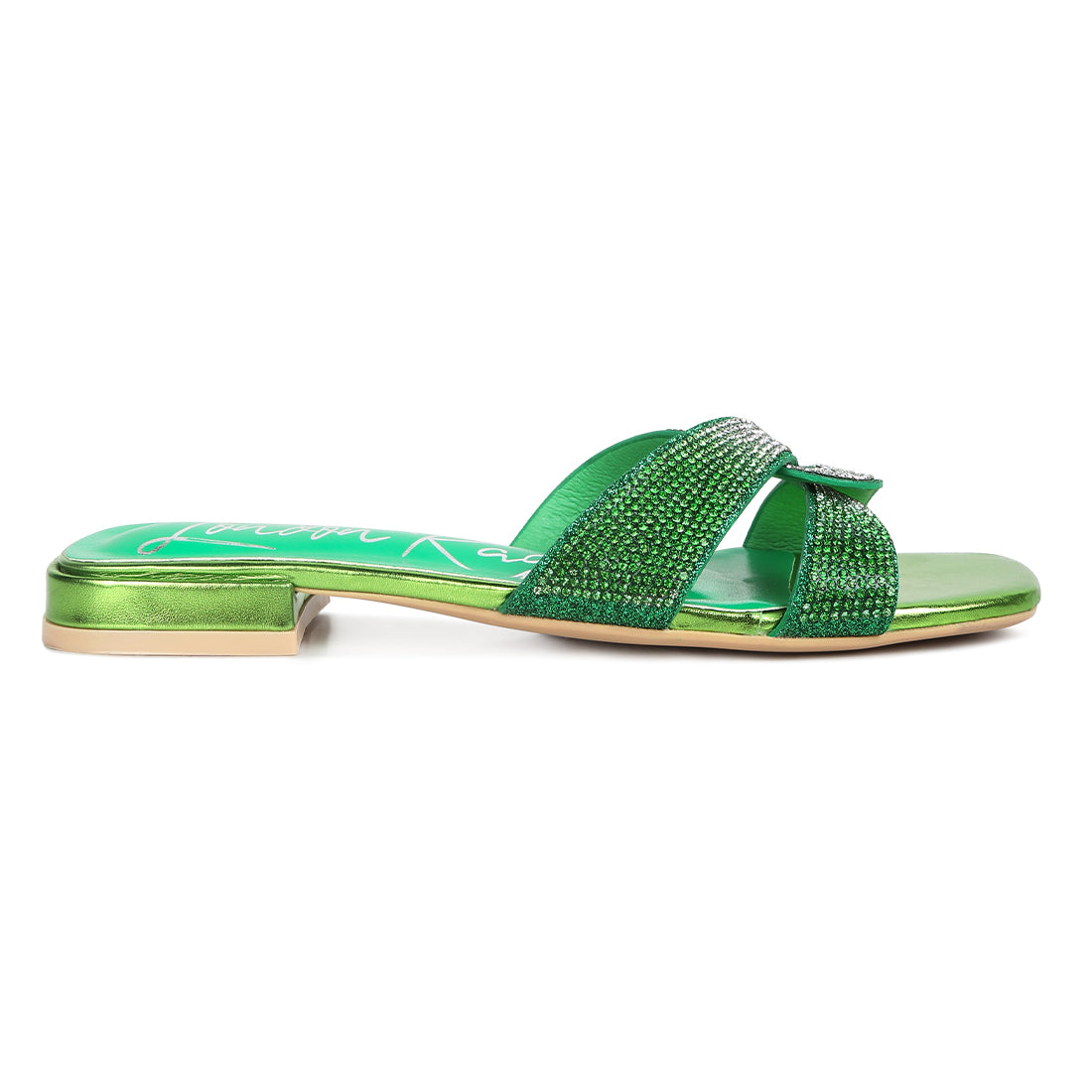 crocc strap rhinestone sandals#color_green