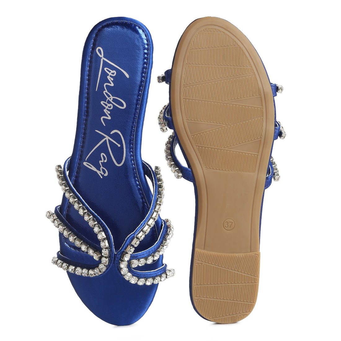 dimante strap flat sandals#color_blue