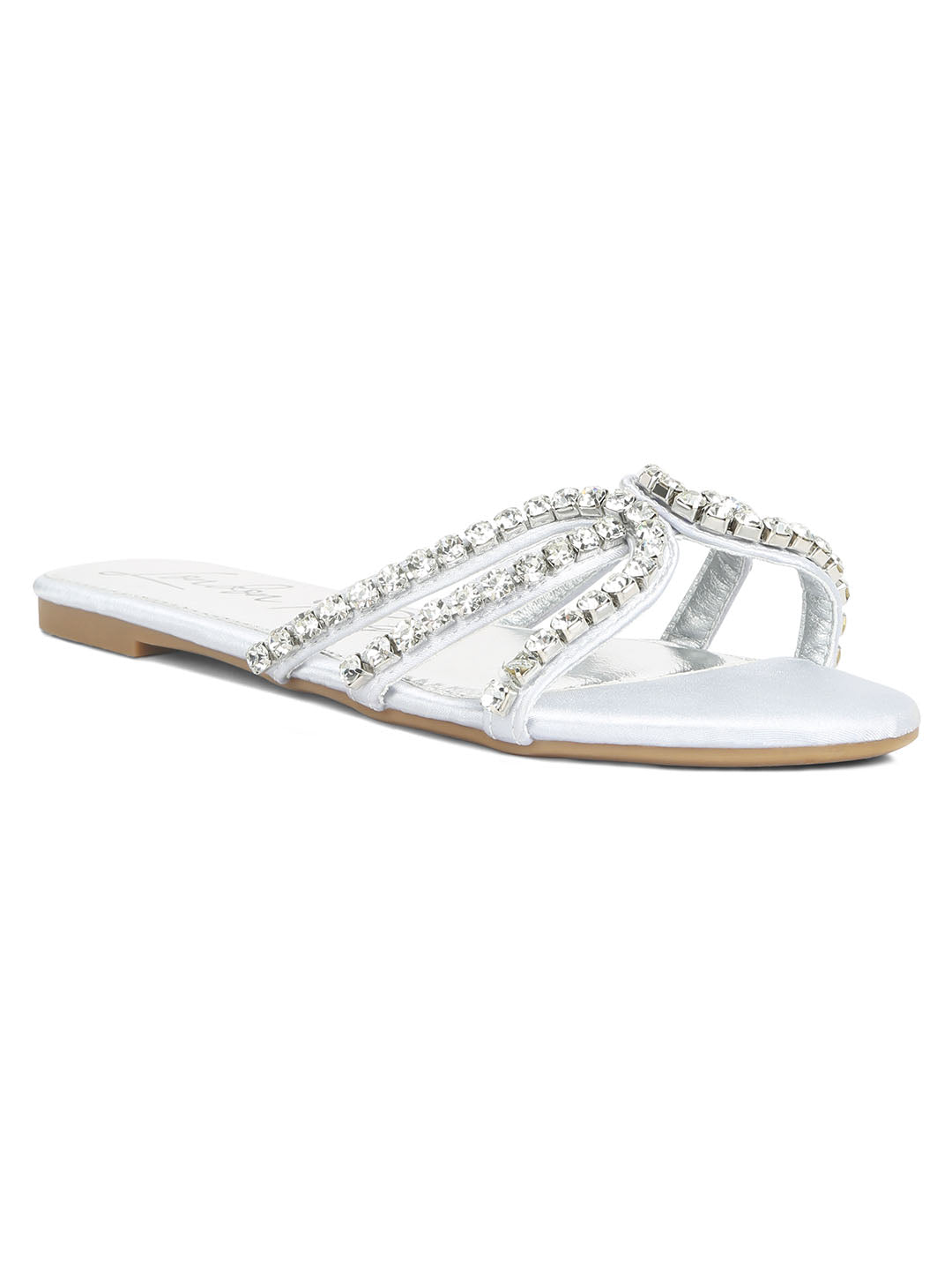 dimante strap flat sandals#color_silver