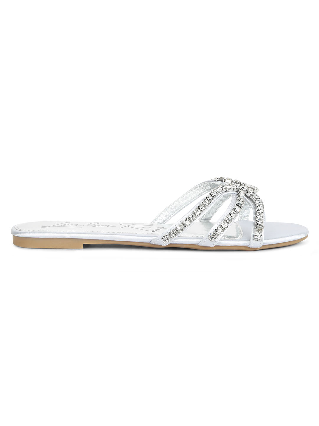 dimante strap flat sandals#color_silver