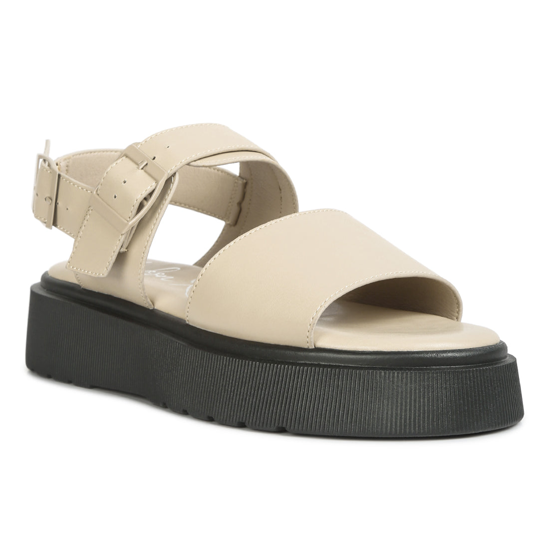 pin buckle platform sandals#color_beige