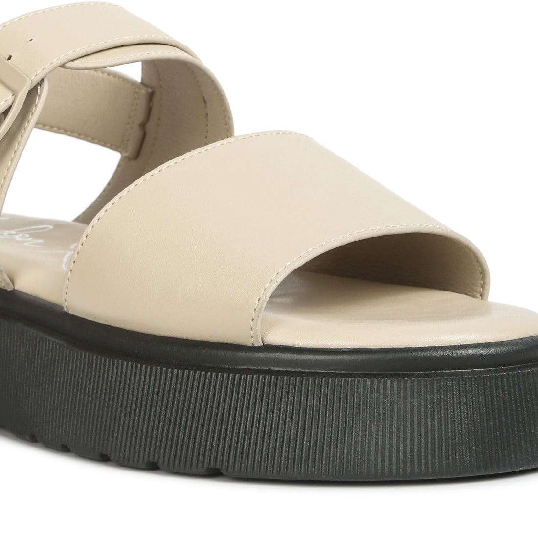 pin buckle platform sandals#color_beige