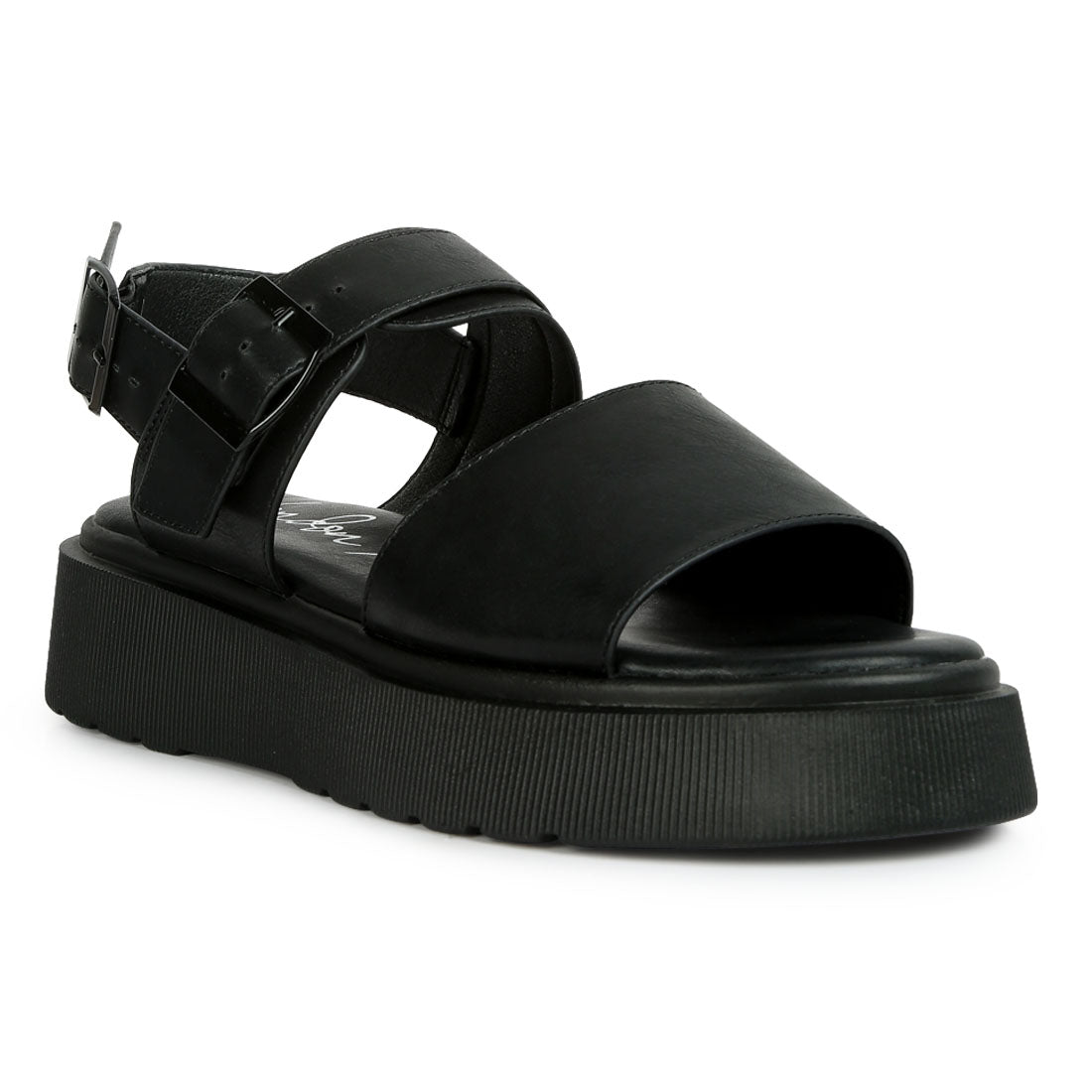 pin buckle platform sandals#color_black