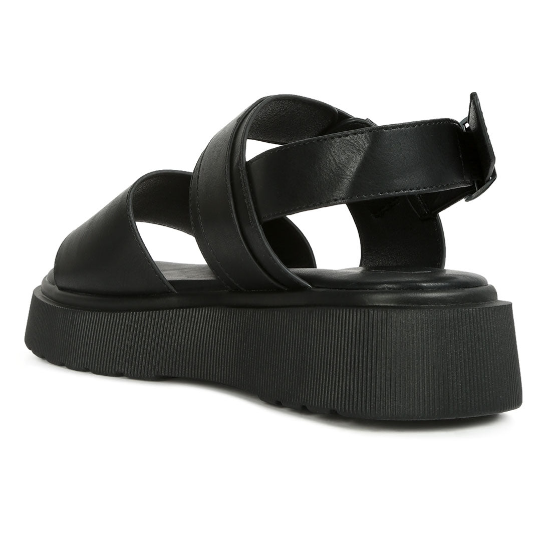 pin buckle platform sandals#color_black