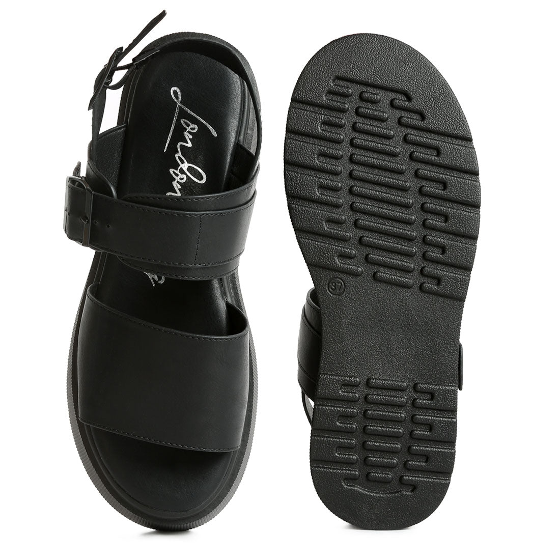 pin buckle platform sandals#color_black