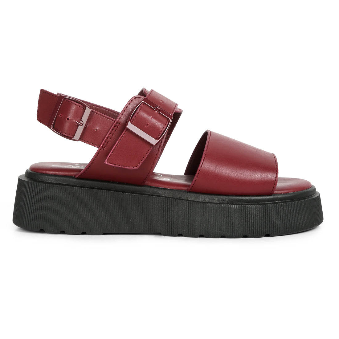 pin buckle platform sandals#color_burgundy