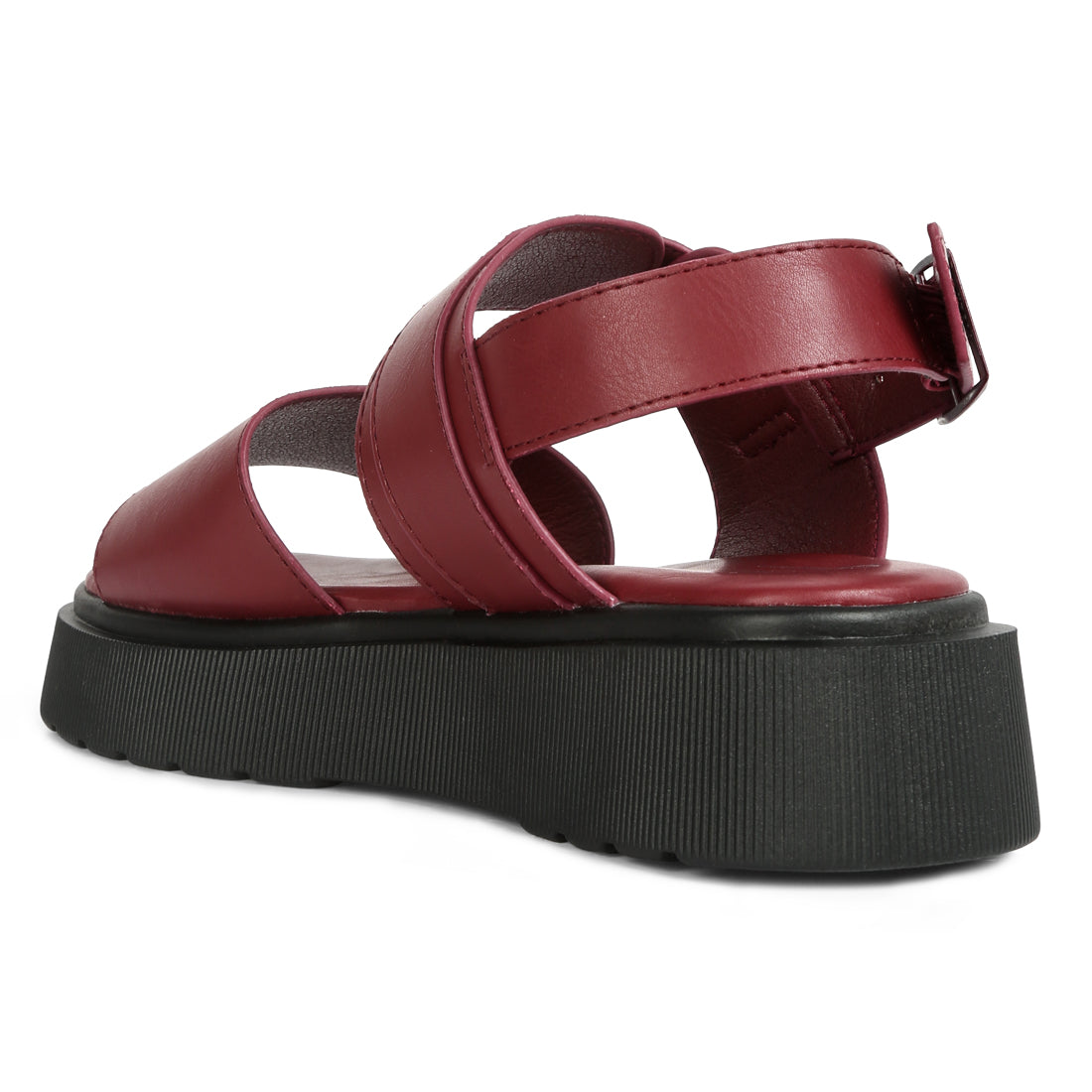 pin buckle platform sandals#color_burgundy