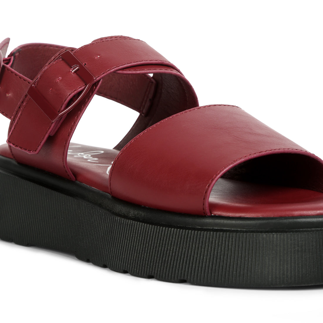 pin buckle platform sandals#color_burgundy