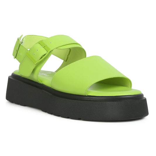 pin buckle platform sandals#color_green
