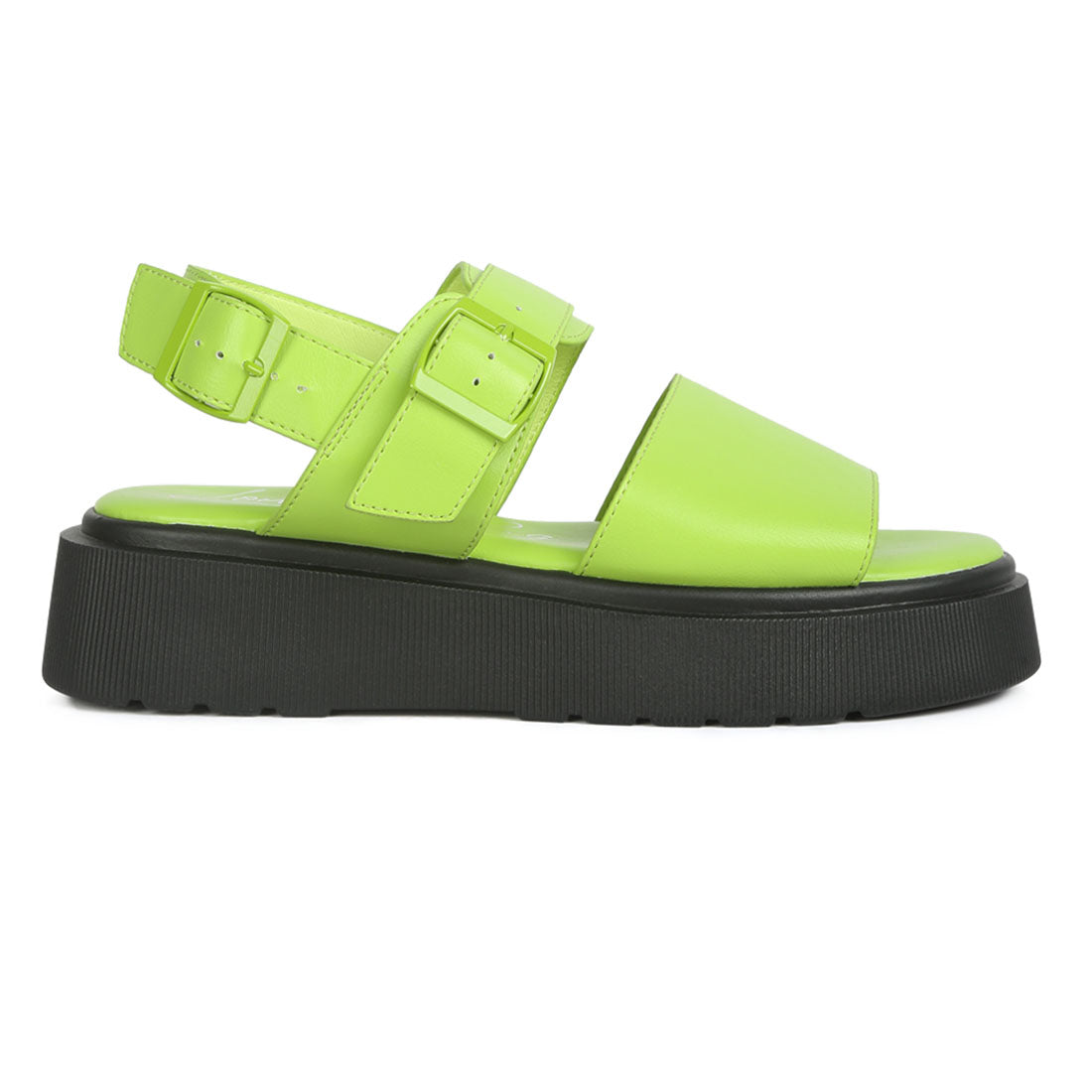 pin buckle platform sandals#color_green