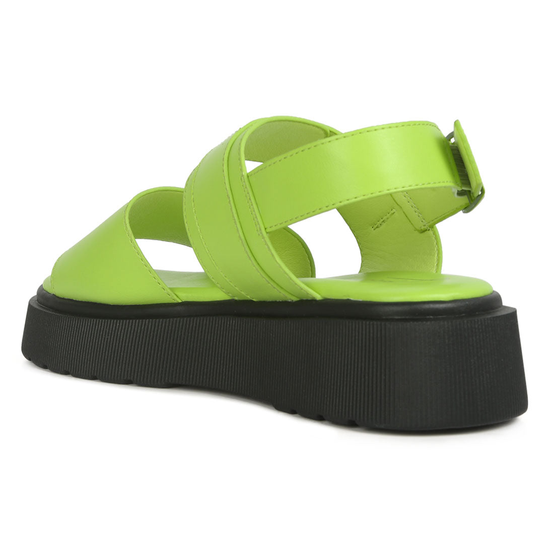pin buckle platform sandals#color_green