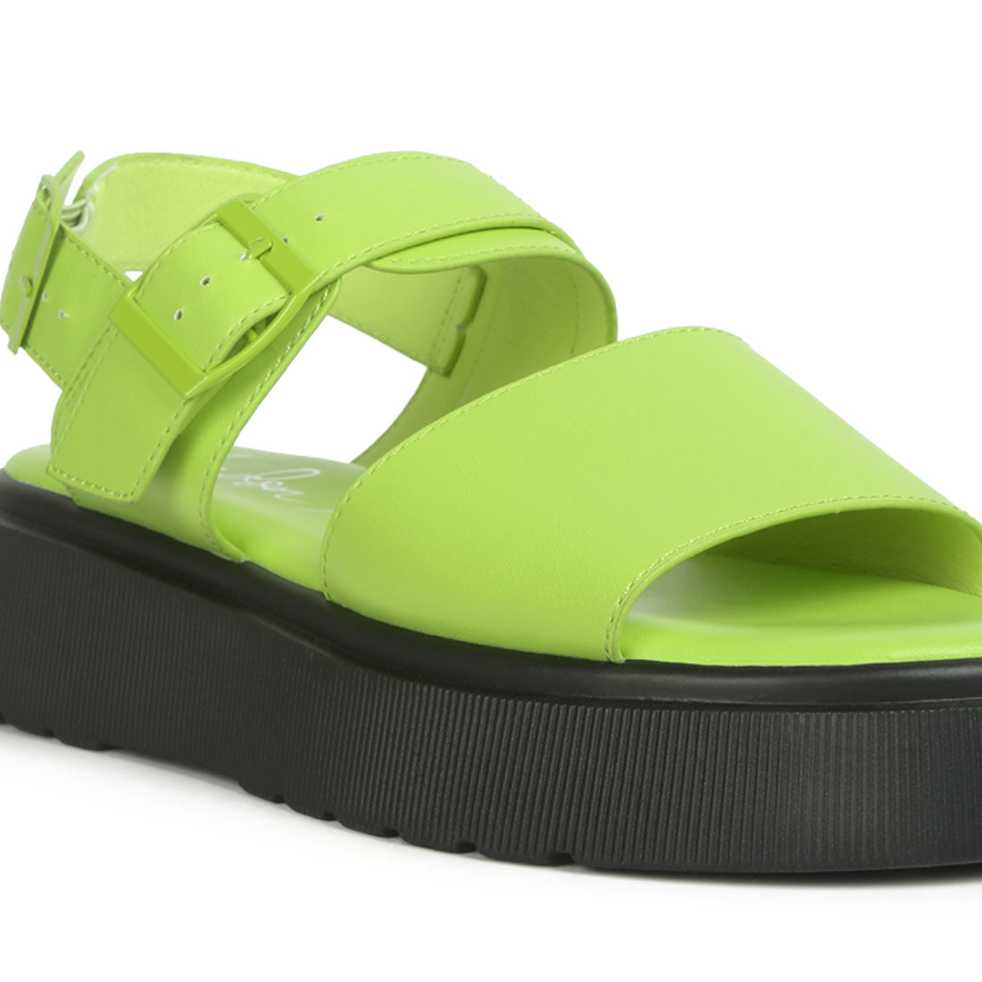 pin buckle platform sandals#color_green