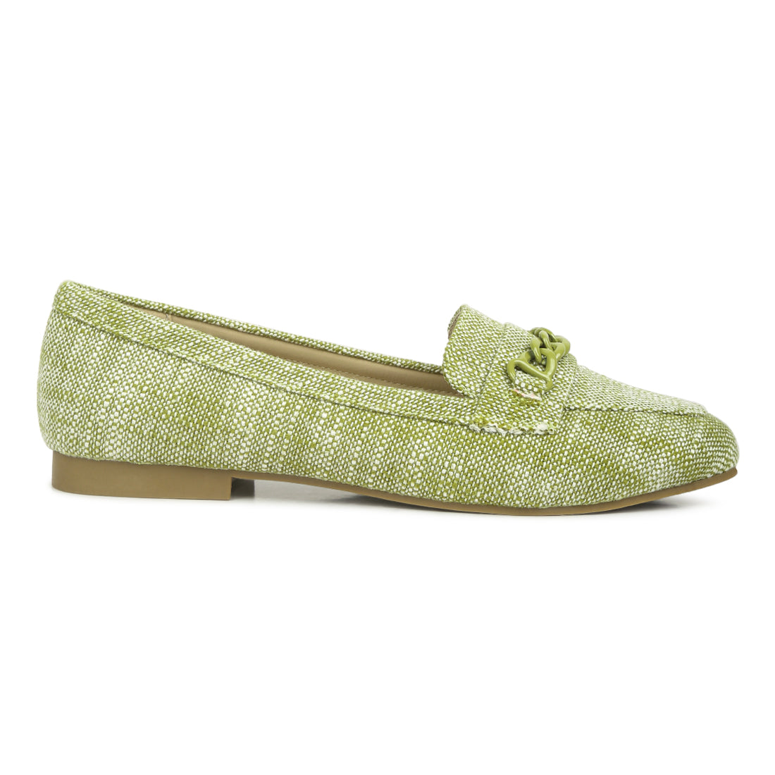 chain embellished loafers#color_green