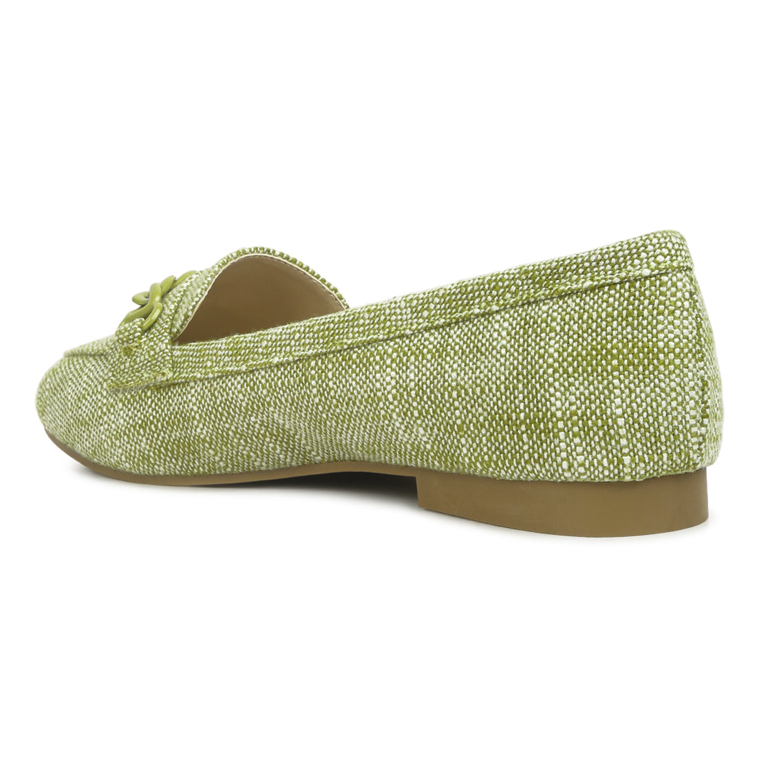 chain embellished loafers#color_green