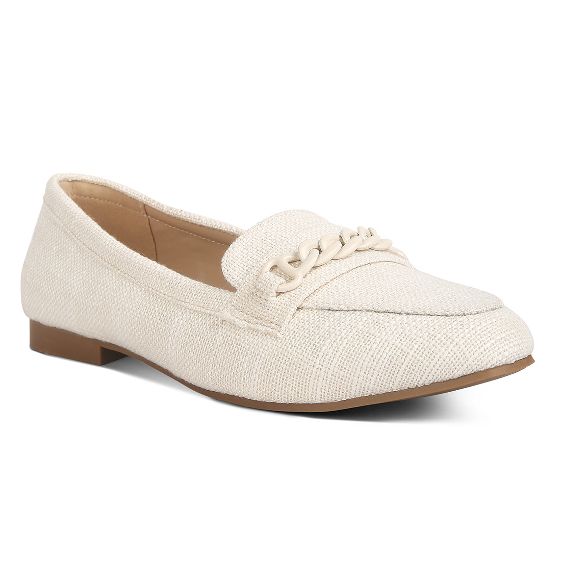 chain embellished loafers#color_off-white