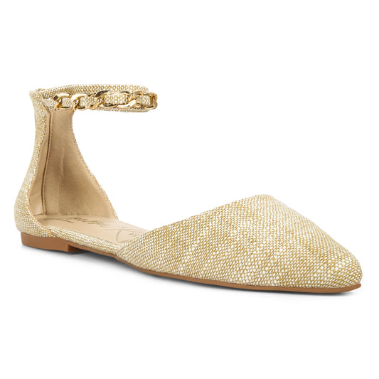 chain embellished flat sandal#color_beige