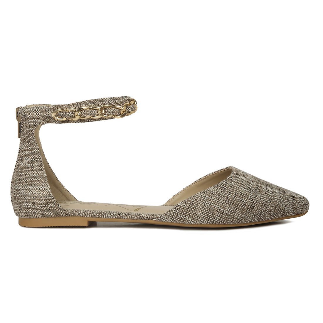 chain embellished flat sandals#color_khaki