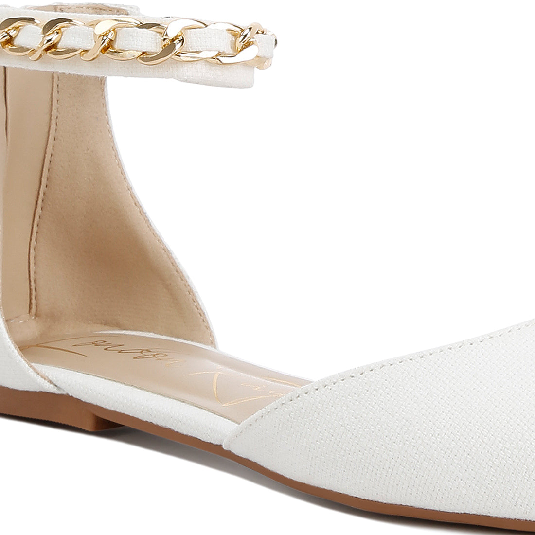 chain embellished flat sandals#color_off-white