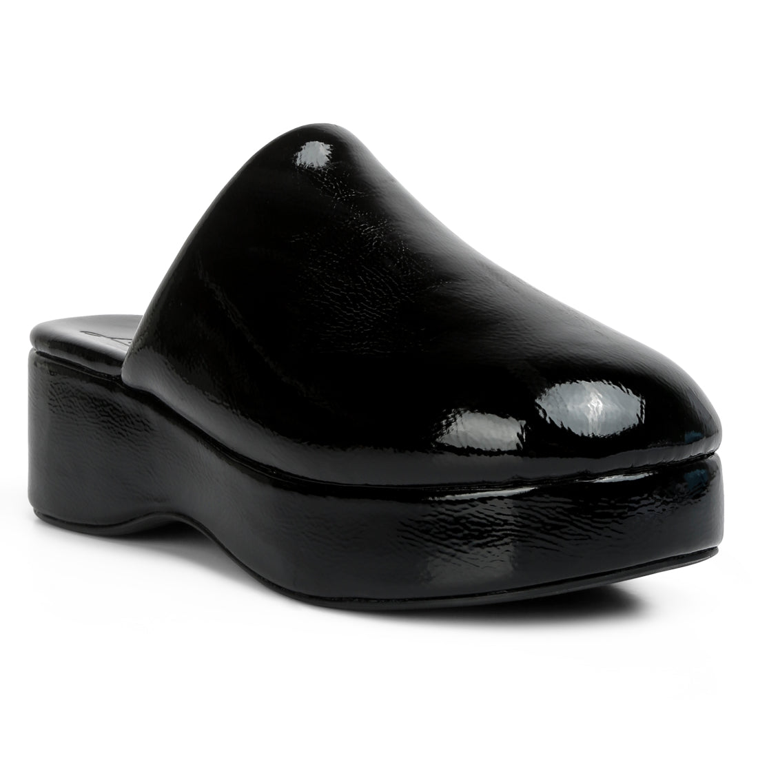 olori solid platform slip on mules#color_black