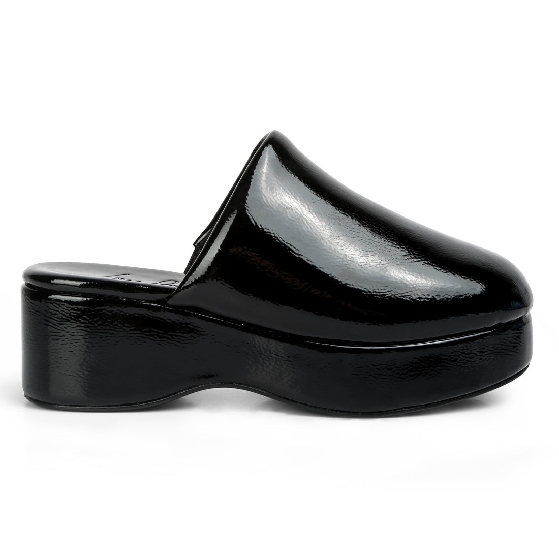olori solid platform slip on mules#color_black