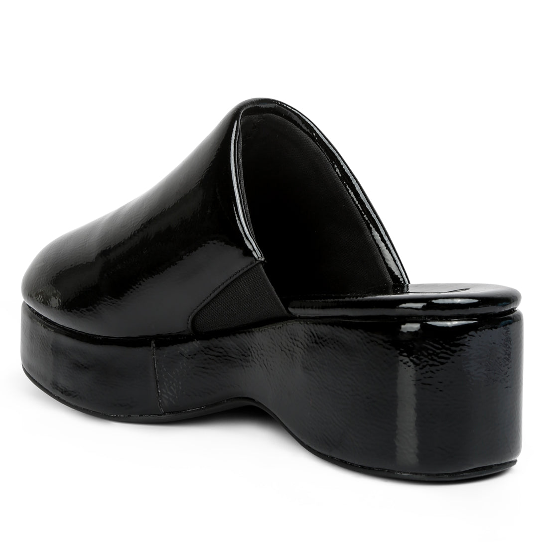 olori solid platform slip on mules#color_black