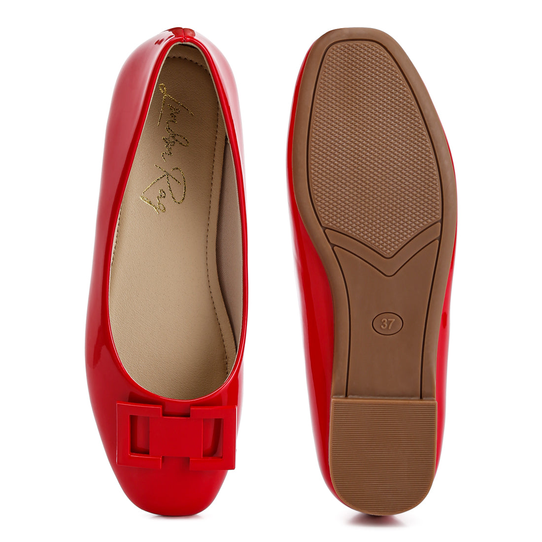 embellished flat ballerinas#color_red