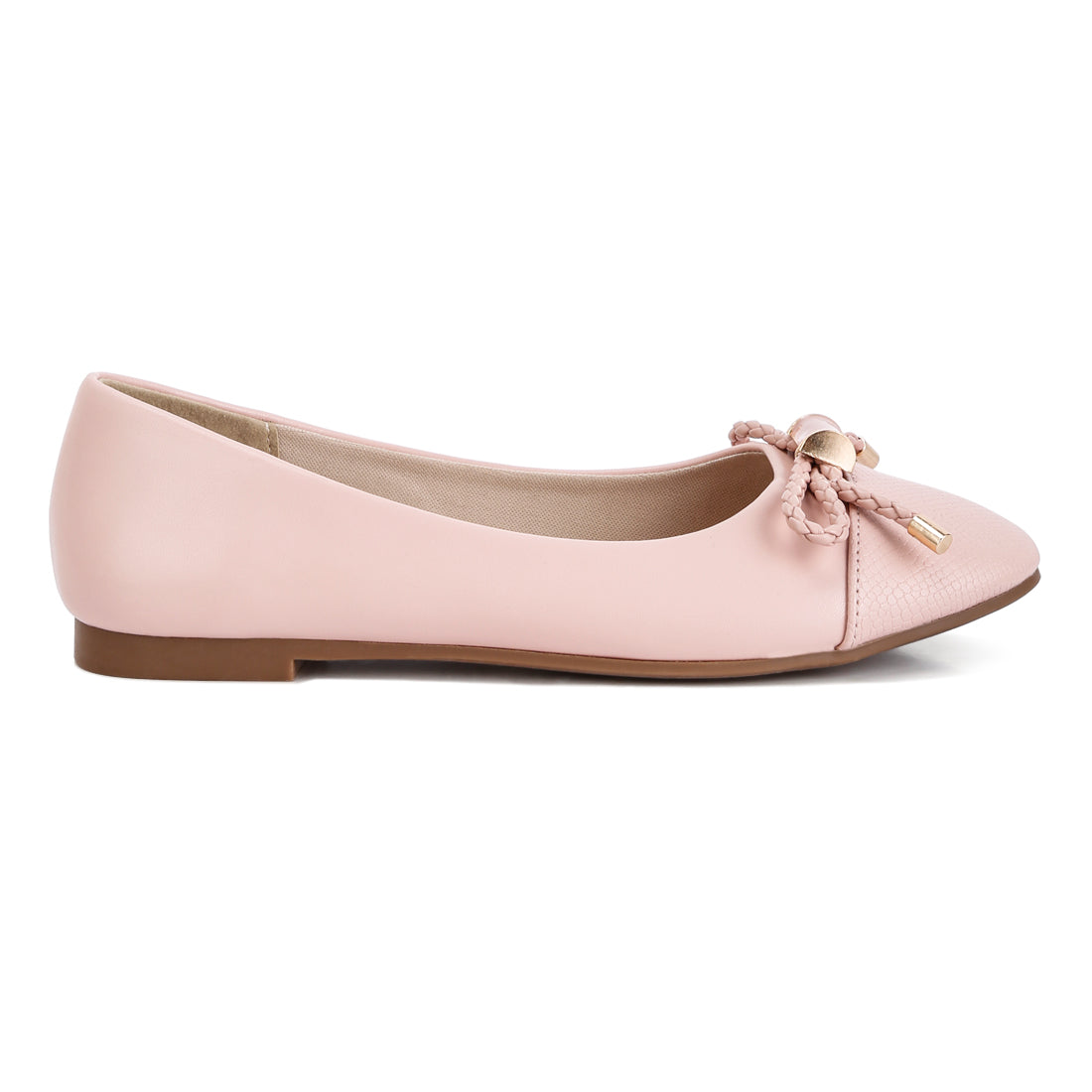 metallic embellished flat ballerinas#color_pink
