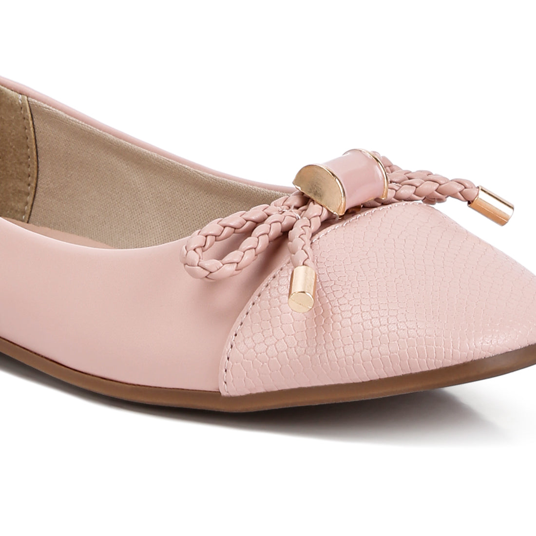 metallic embellished flat ballerinas#color_pink
