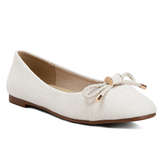 Beige Metallic Embellished Flat Ballerinas