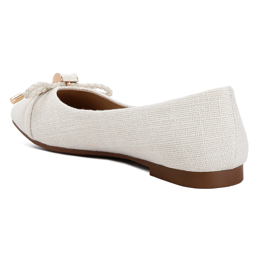 Beige Metallic Embellished Flat Ballerinas