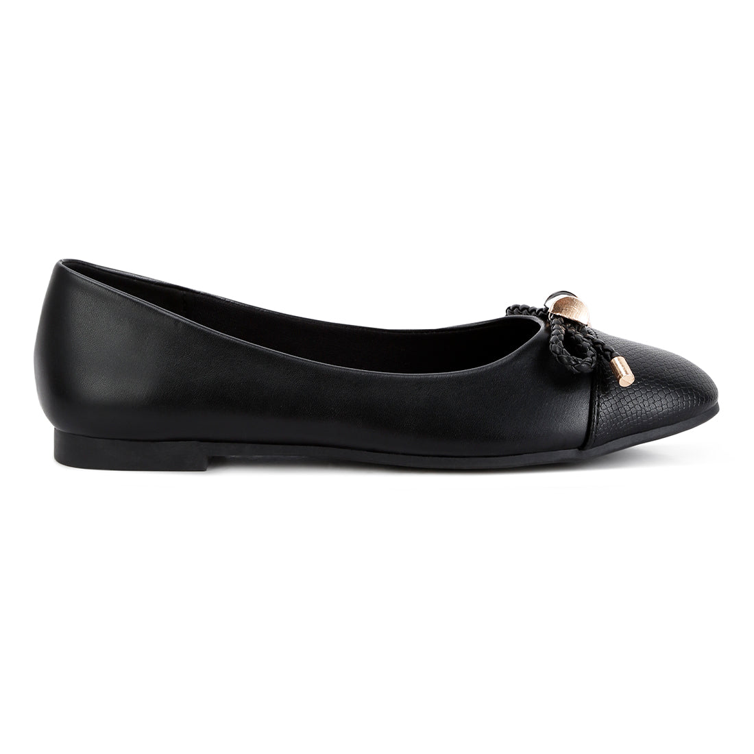 metallic embellished flat ballerinas#color_black
